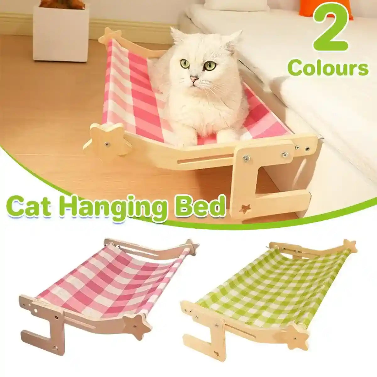 Space-Saving Cat Hanging Bed Adjustable Hammock for Windows & Beds