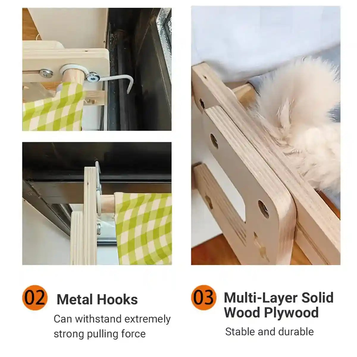 Space-Saving Cat Hanging Bed Adjustable Hammock for Windows & Beds