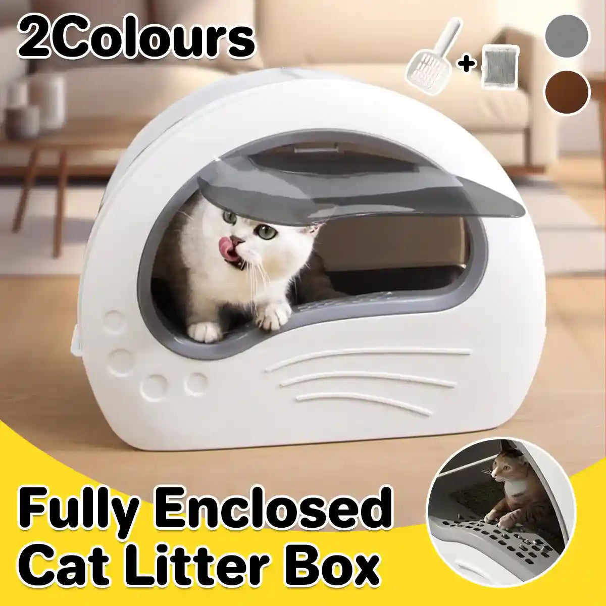 Spacious & Hygienic Enclosed Cat Litter Box with Drawer for Easy Cleaning