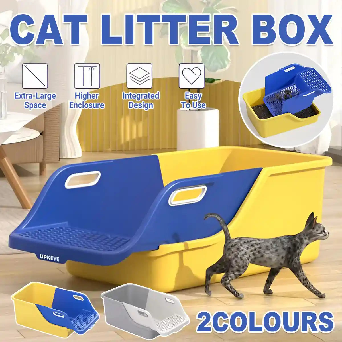 Extra-Large Cat Litter Box with Self-Cleaning Design