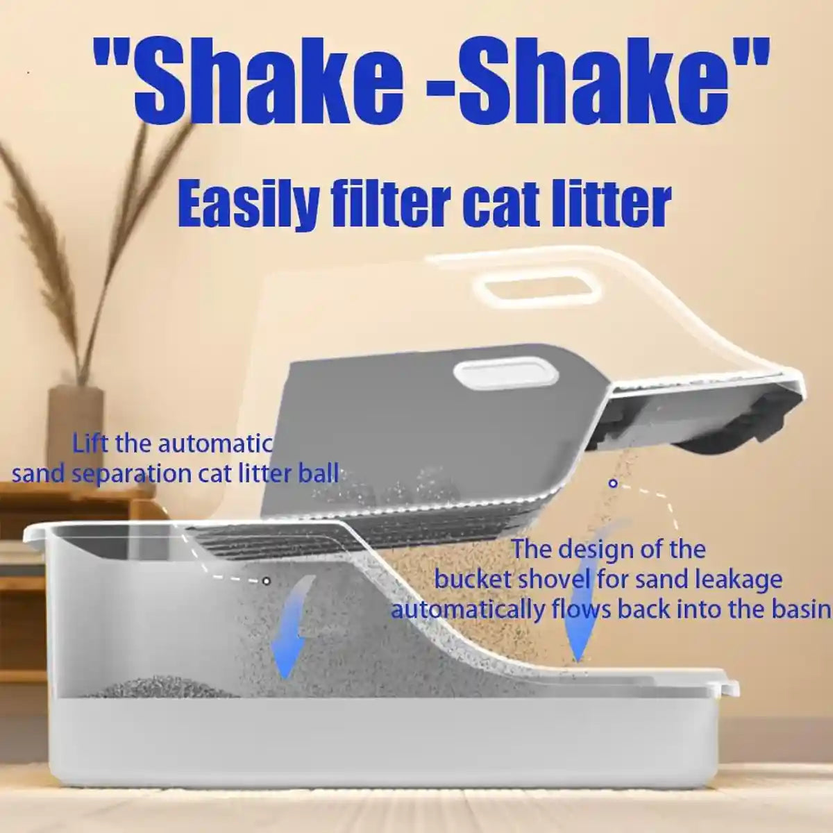 Extra-Large Cat Litter Box with Self-Cleaning Design