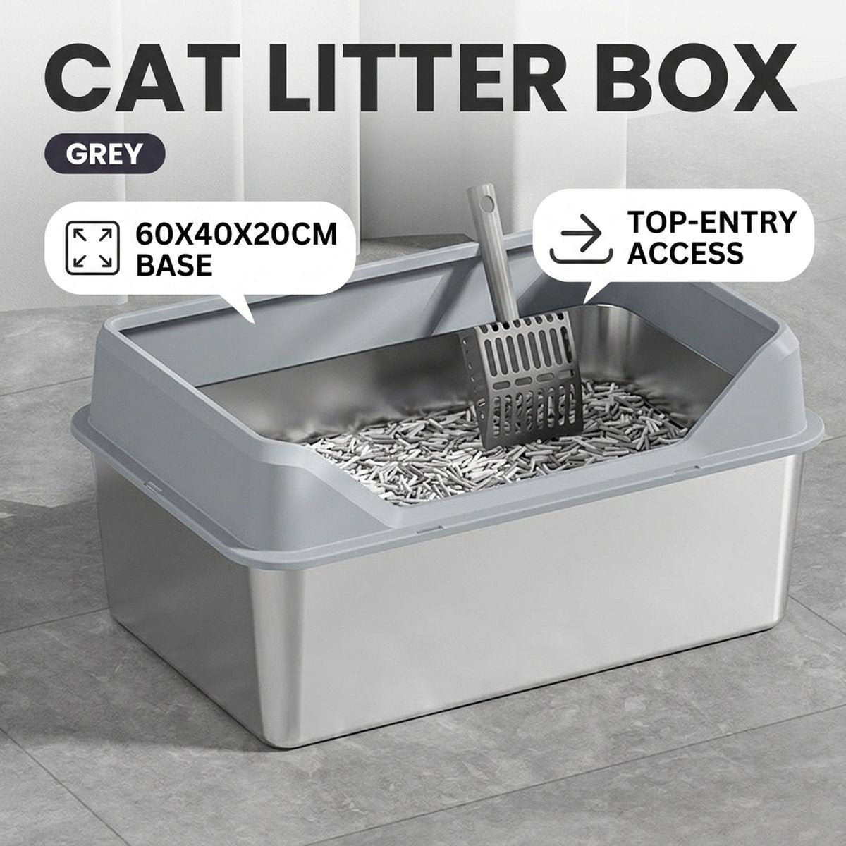 XL Top-Entry Cat Litter Box with Scoop