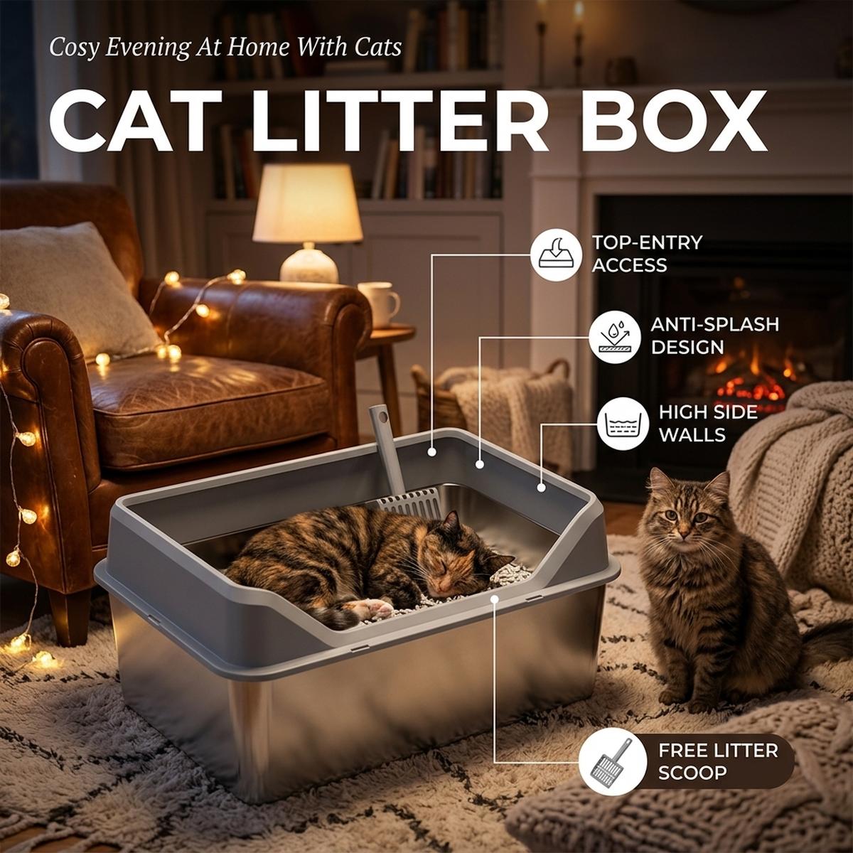 XL Top-Entry Cat Litter Box with Scoop