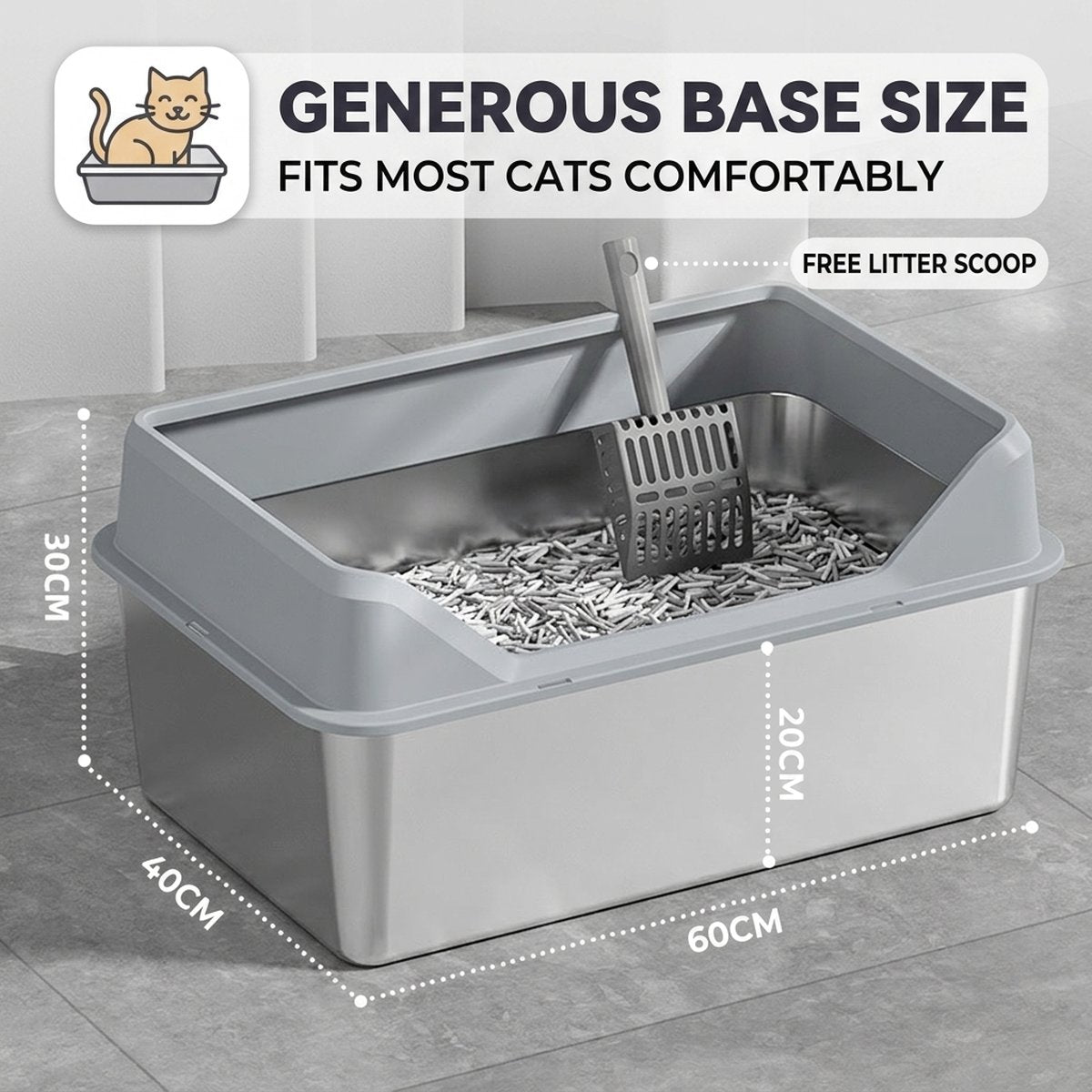 XL Top-Entry Cat Litter Box with Scoop