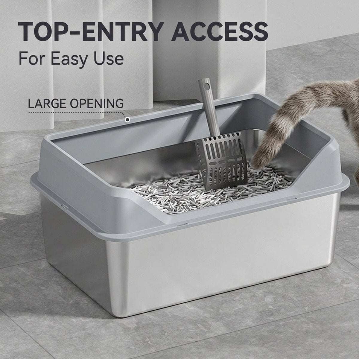 XL Top-Entry Cat Litter Box with Scoop