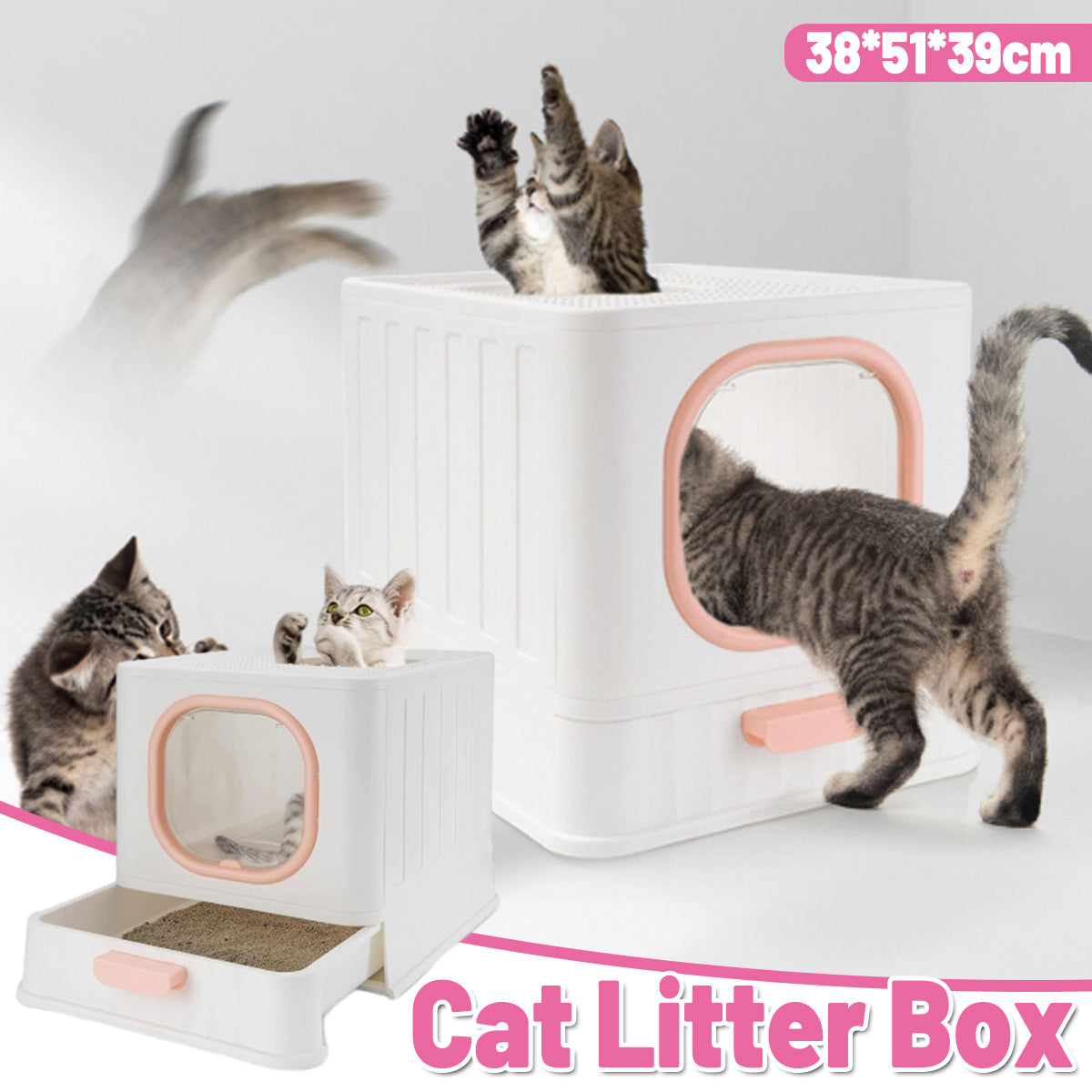 Enclosed Cat Litter Box With Pull-Out Tray