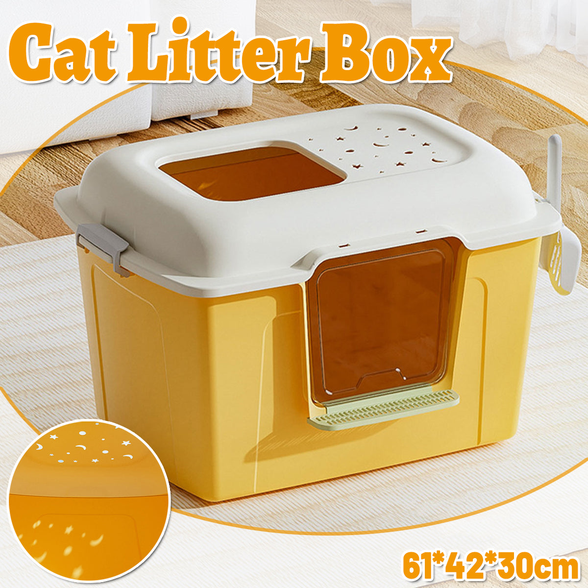 Large Semi-Enclosed Cat Litter Box With Door