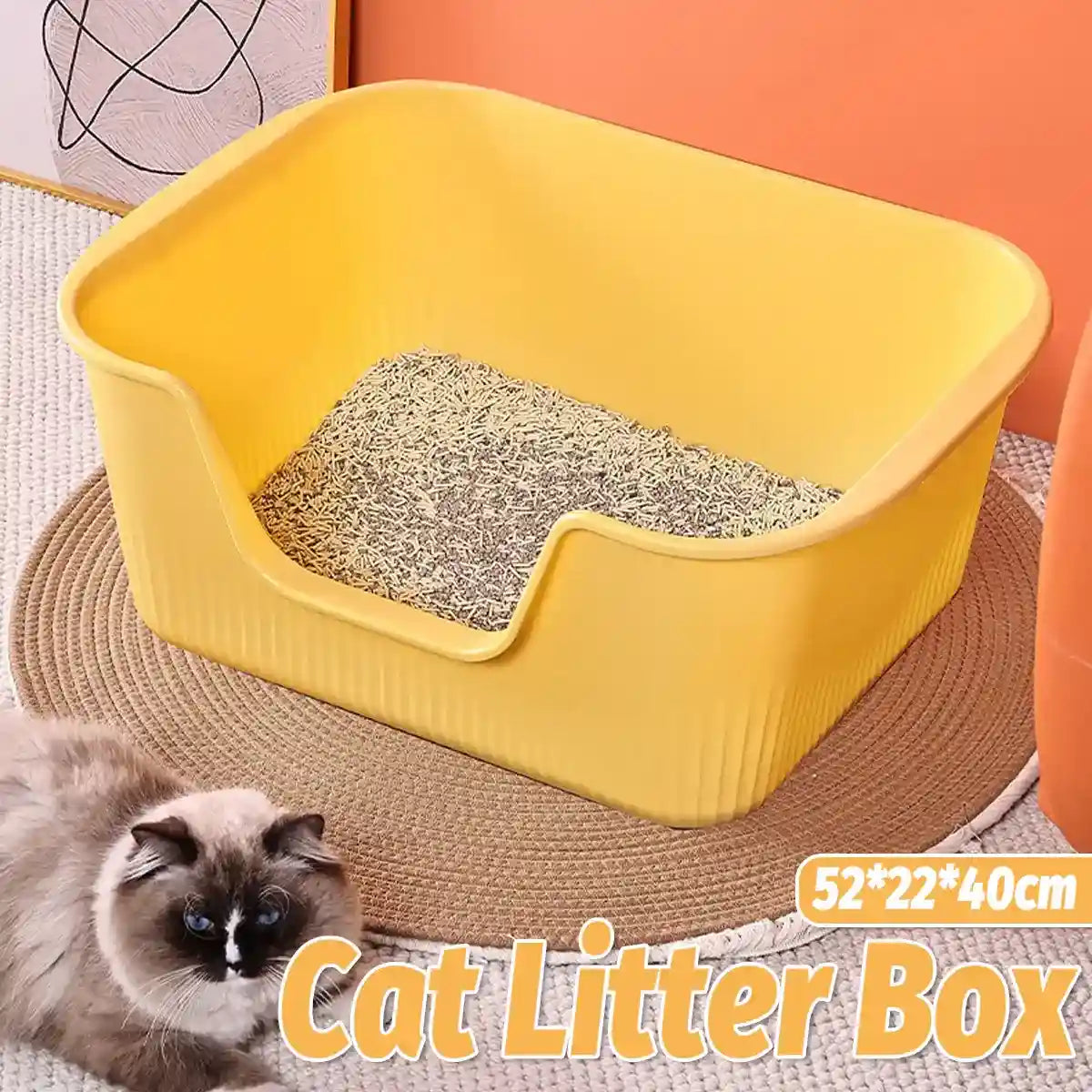Semi-Enclosed Large Cat Litter Box for Multiple Cats Up to 15kg
