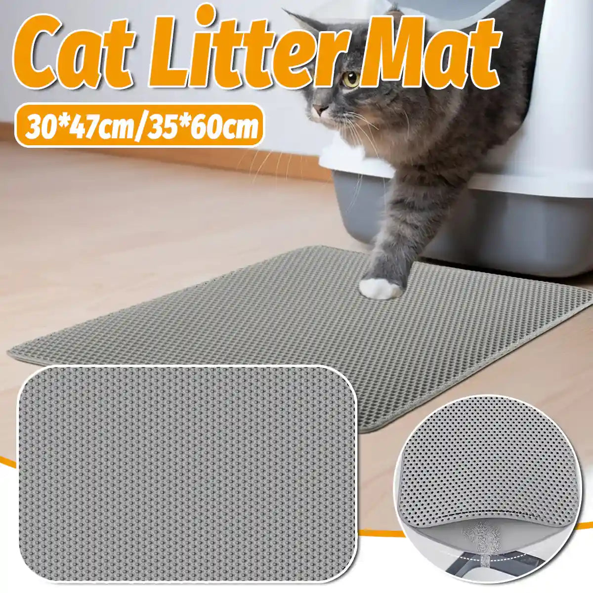 Honeycomb Cat Litter Mat Waterproof Trapping Pad for Easy Cleaning