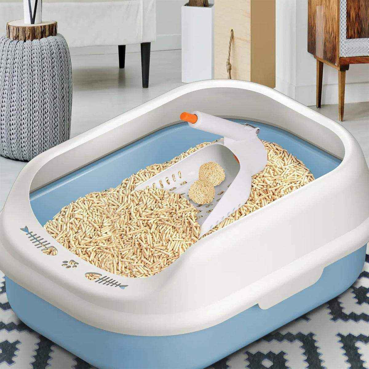 Sharp Angle Litter Scoop With One-Button Disposal For Easy Cleaning