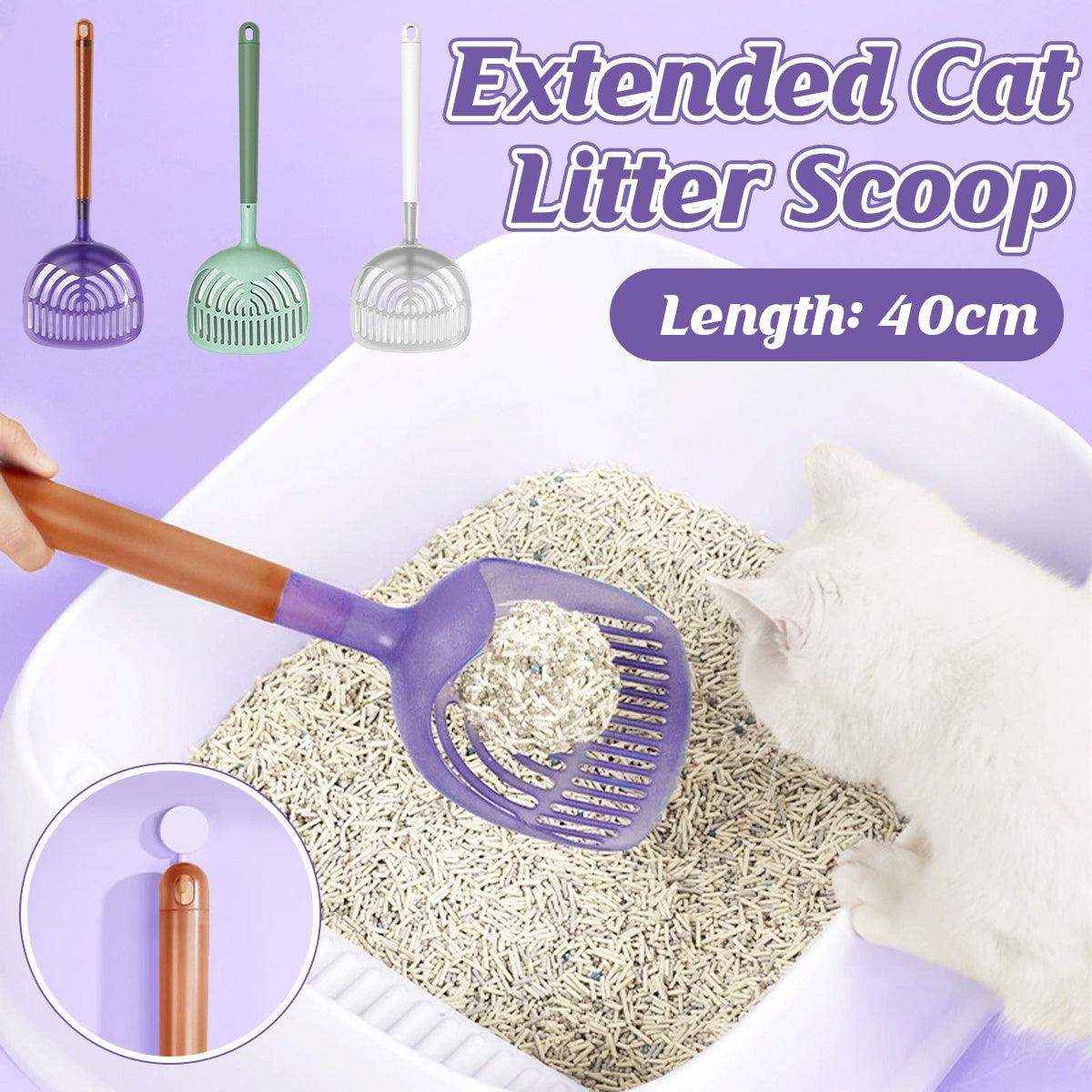 Long Handle Cat Litter Scoop with Angled Head & Filter Holes