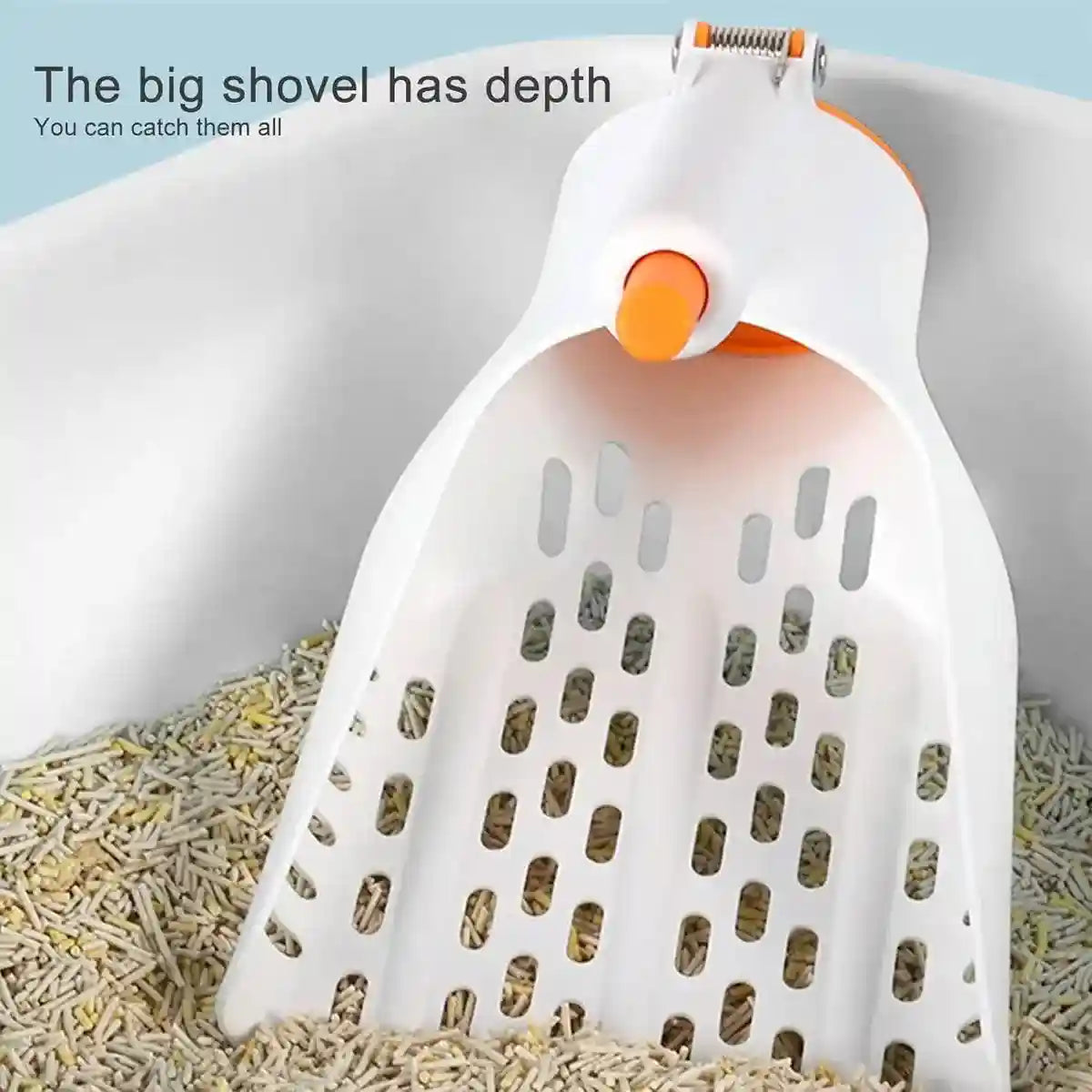 Sharp Angle Litter Scoop With One-Button Disposal For Easy Cleaning