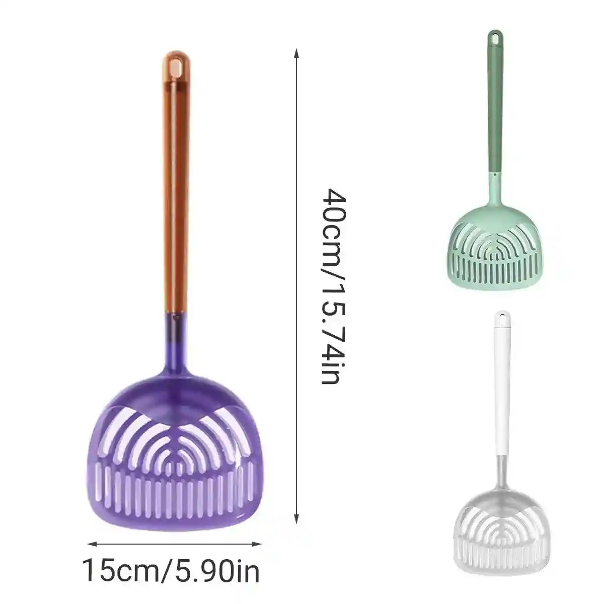 Long Handle Cat Litter Scoop with Angled Head & Filter Holes