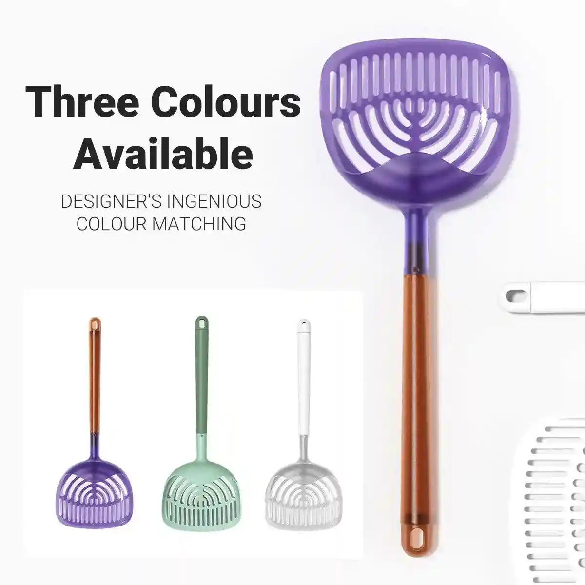 Long Handle Cat Litter Scoop with Angled Head & Filter Holes