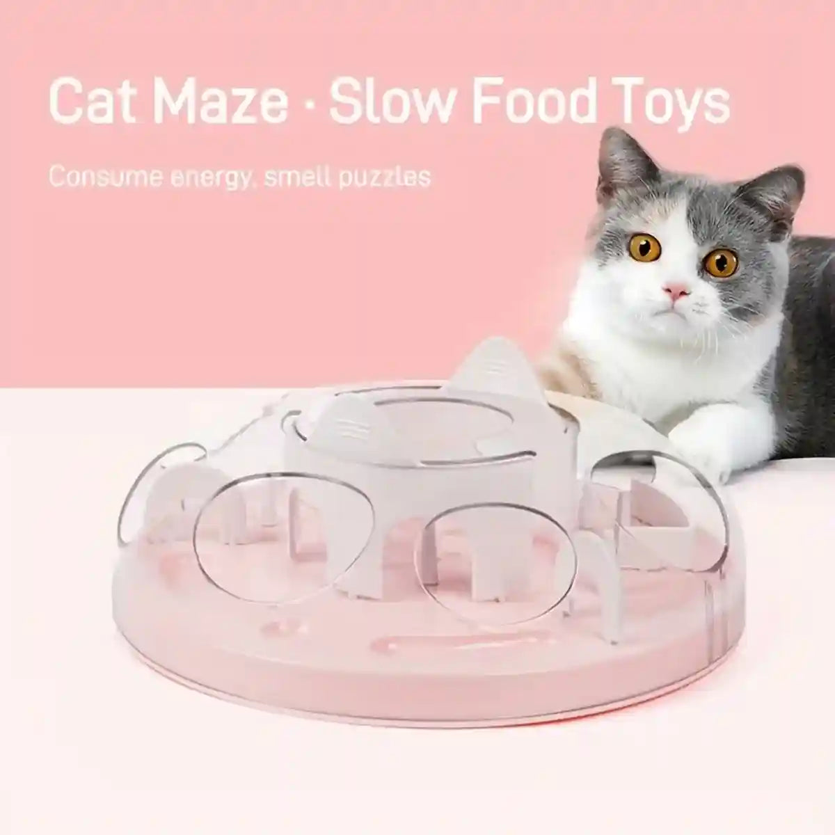 Interactive Slow Feeder Cat Bowl with Maze Design for Healthy Eating