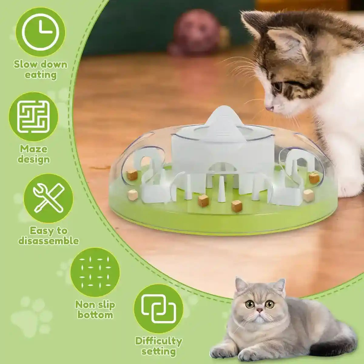 Interactive Slow Feeder Cat Bowl with Maze Design for Healthy Eating