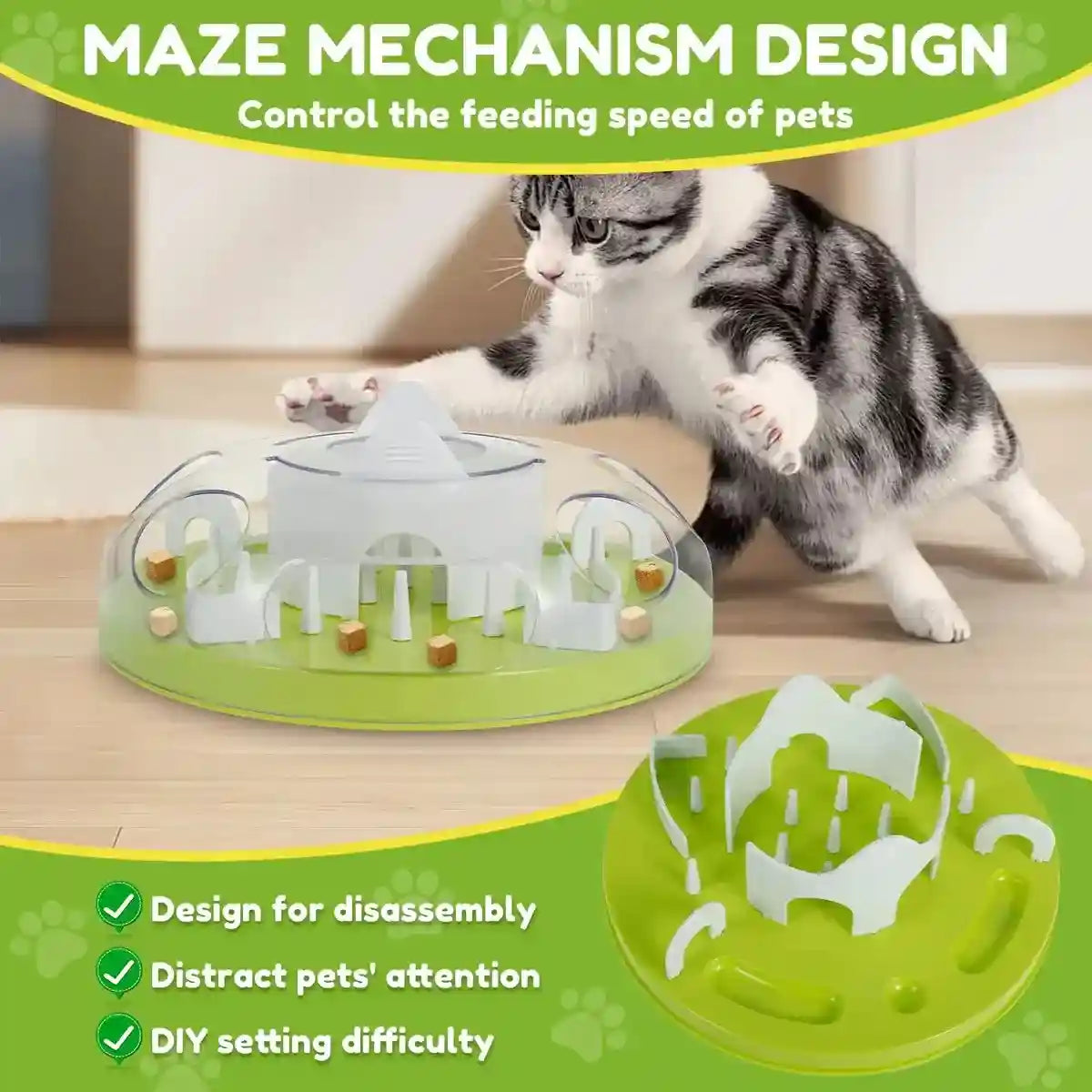 Interactive Slow Feeder Cat Bowl with Maze Design for Healthy Eating
