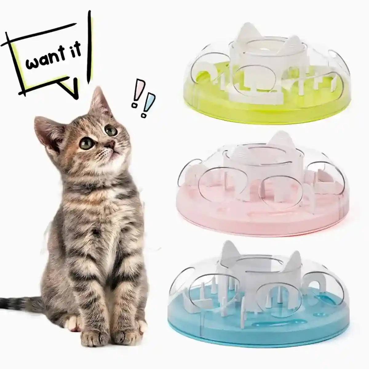 Interactive Slow Feeder Cat Bowl with Maze Design for Healthy Eating
