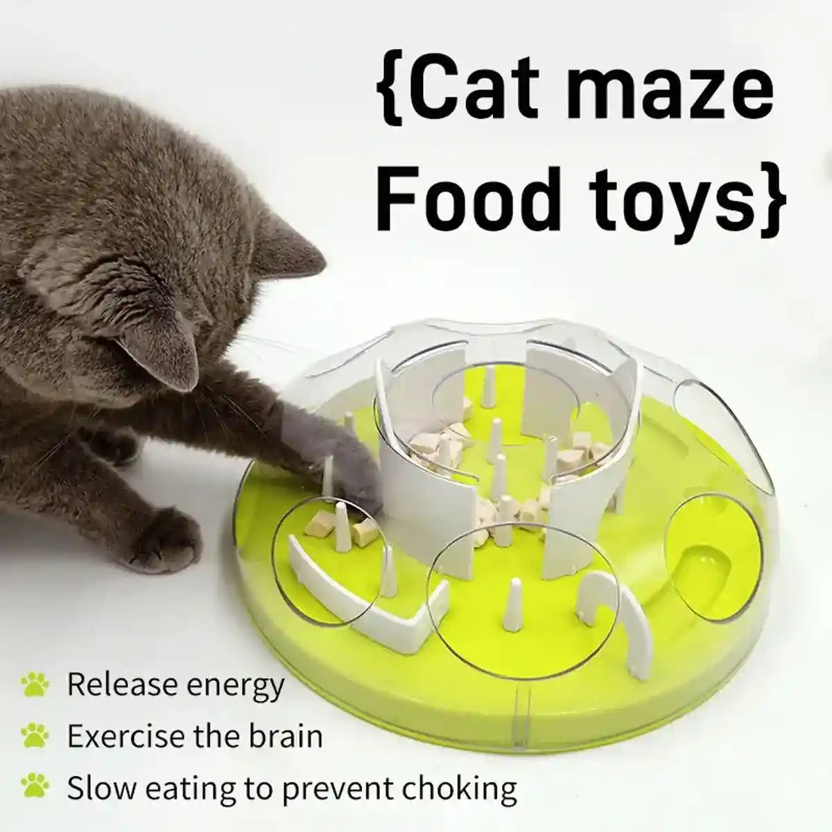 Interactive Slow Feeder Cat Bowl with Maze Design for Healthy Eating