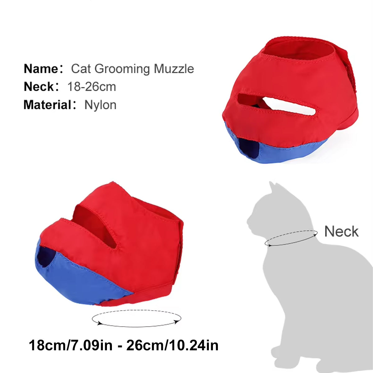 Cat Grooming Muzzle Adjustable Anti-Bite Grooming Mask