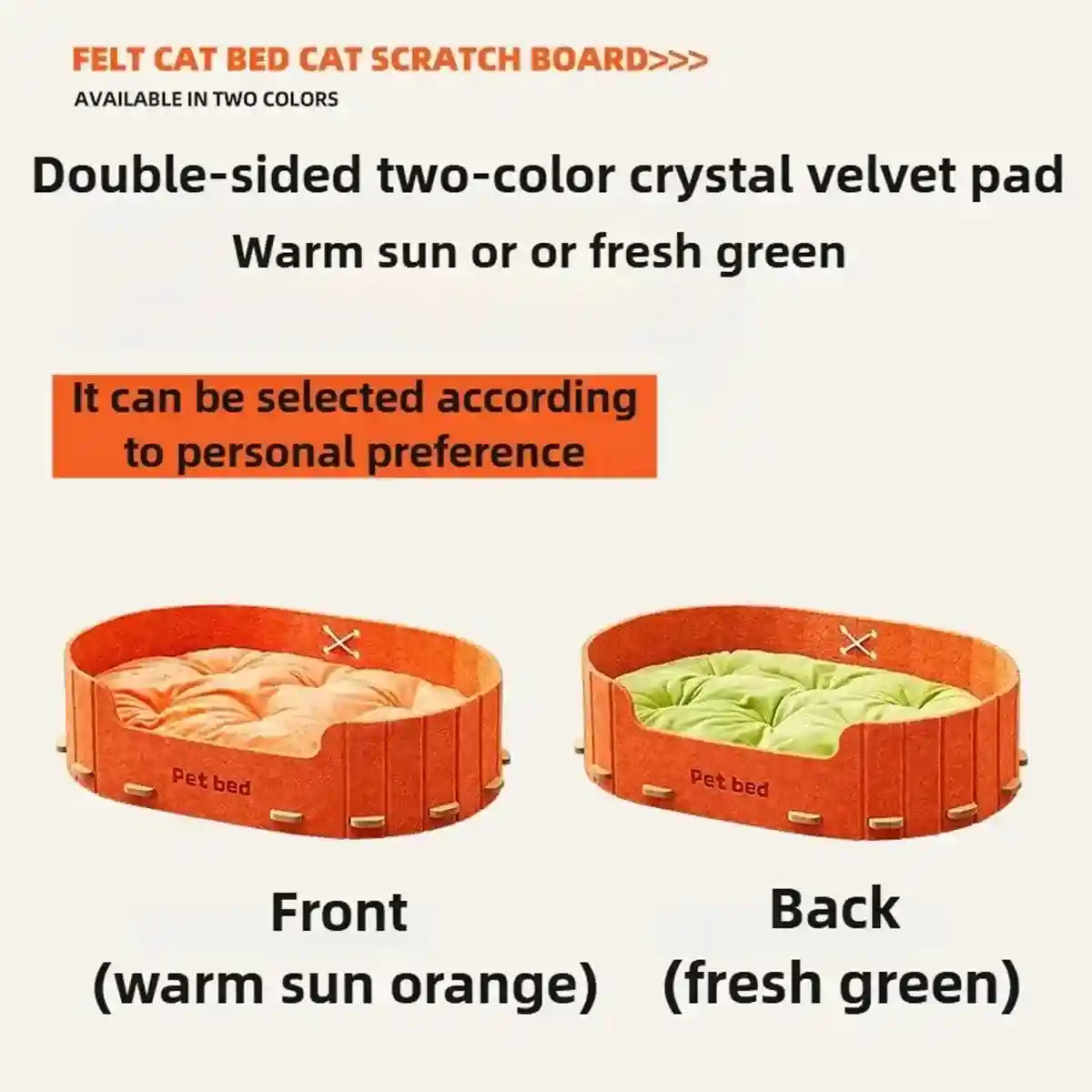 Modern Felt Nest Cat Bed with Reversible Cushion for Indoor Use