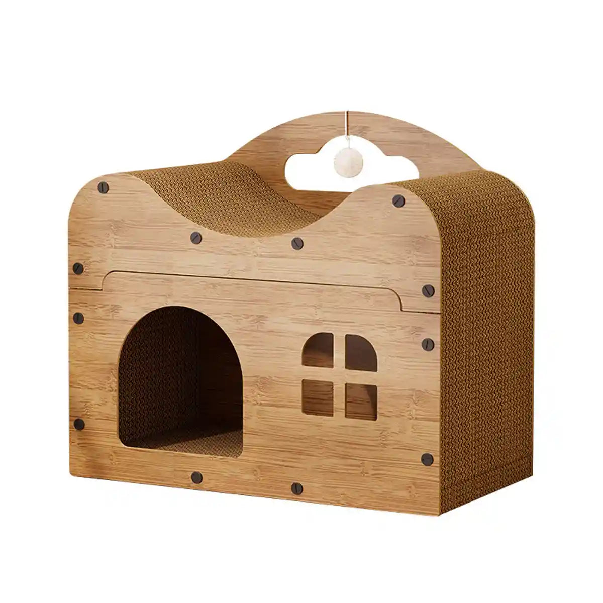 Wooden Cat Scratching House with Sisal Pad