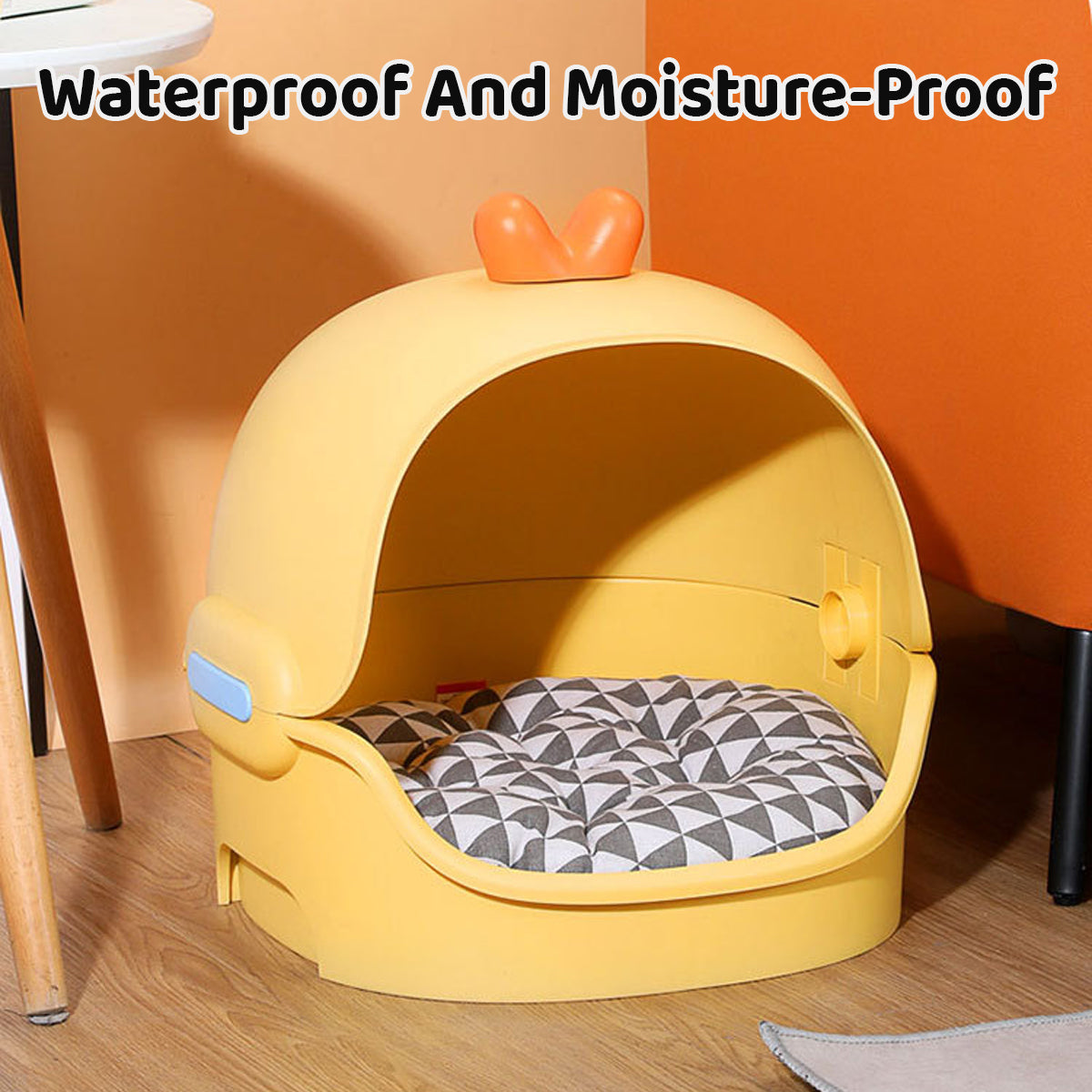 Semi-Enclosed Cat Bed With Cushion Duck Or Rabbit Design