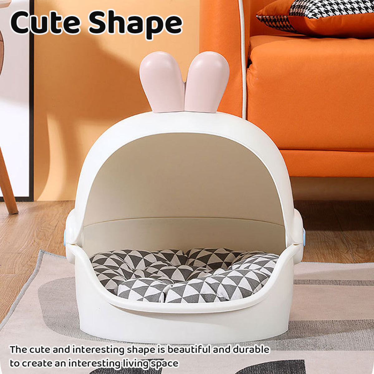 Semi-Enclosed Cat Bed With Cushion Duck Or Rabbit Design
