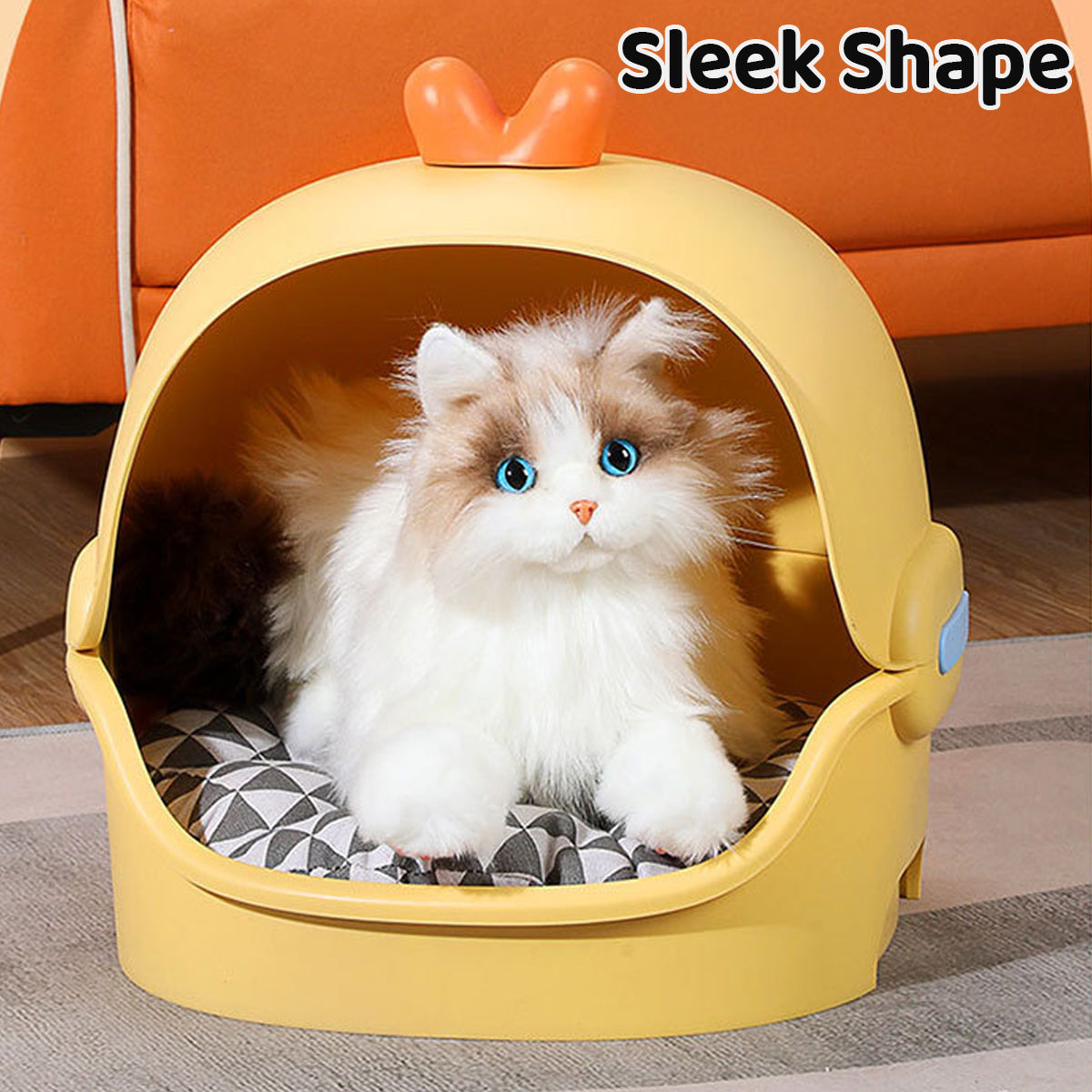 Semi-Enclosed Cat Bed With Cushion Duck Or Rabbit Design