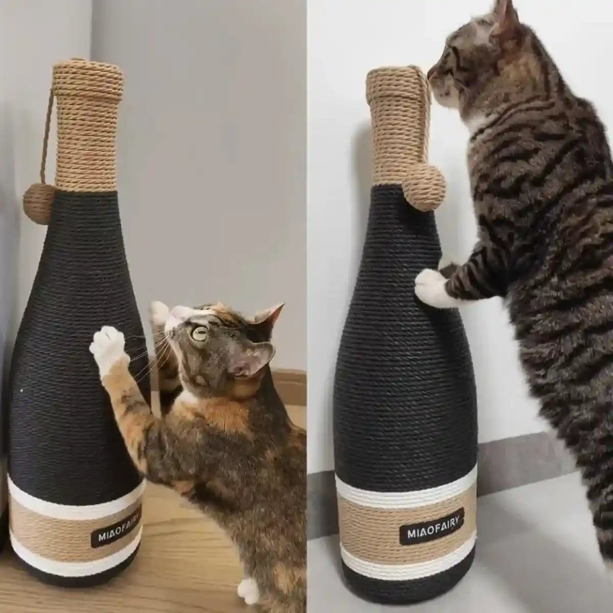 Wine Bottle Shaped Cat Scratching Post Stylish Hemp Rope Toy