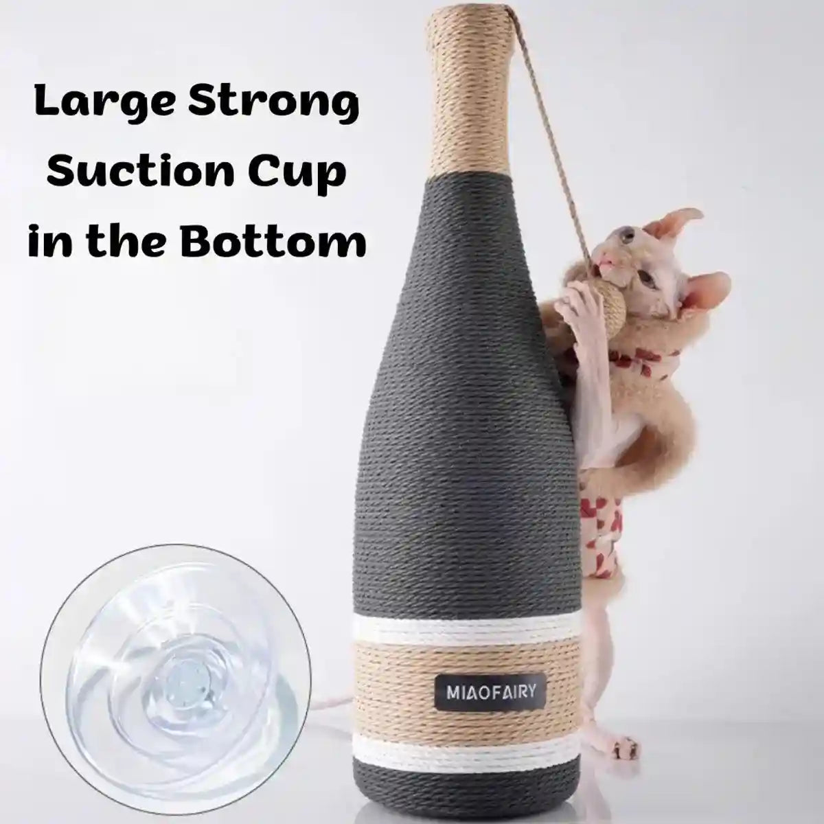 Wine Bottle Shaped Cat Scratching Post Stylish Hemp Rope Toy