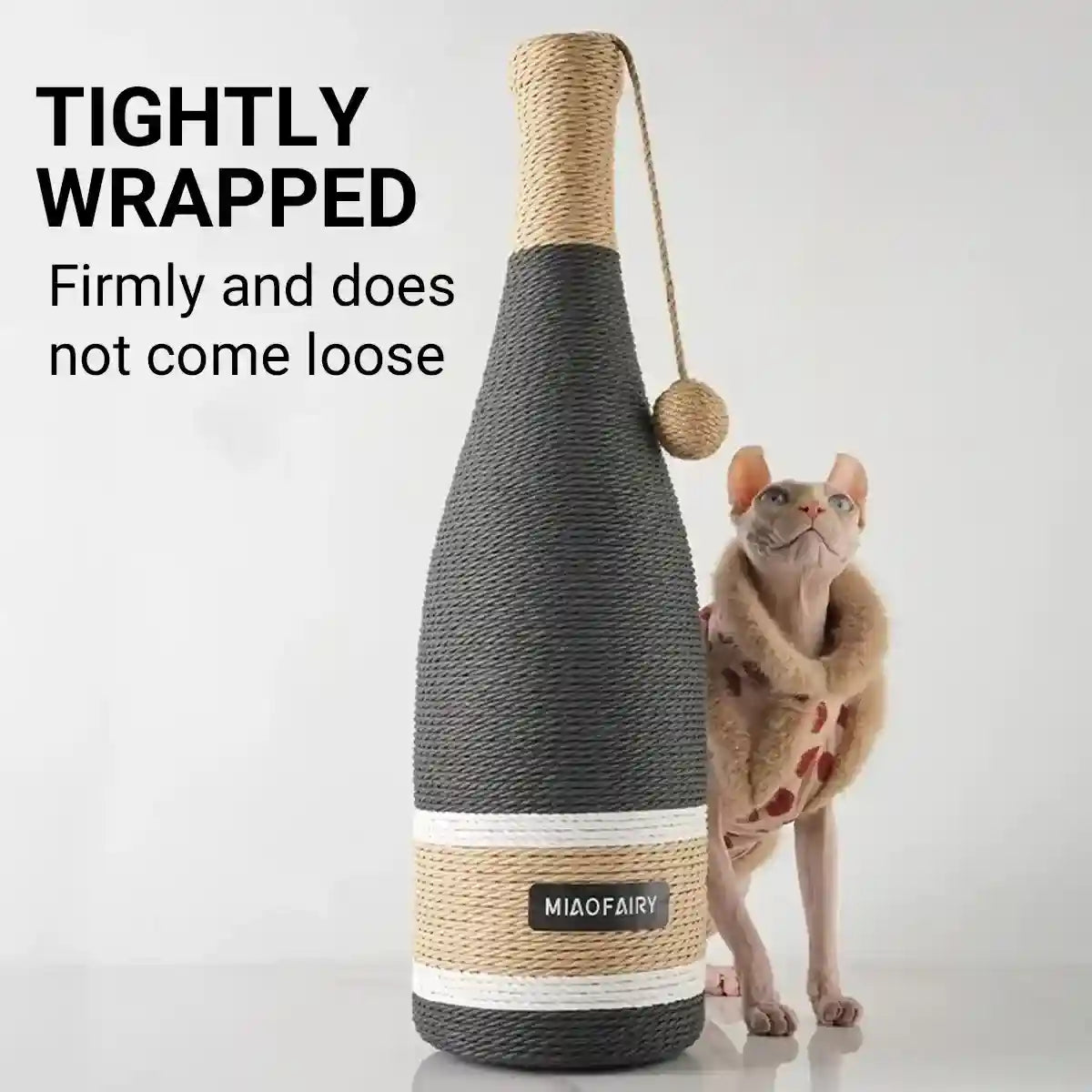 Wine Bottle Shaped Cat Scratching Post Stylish Hemp Rope Toy