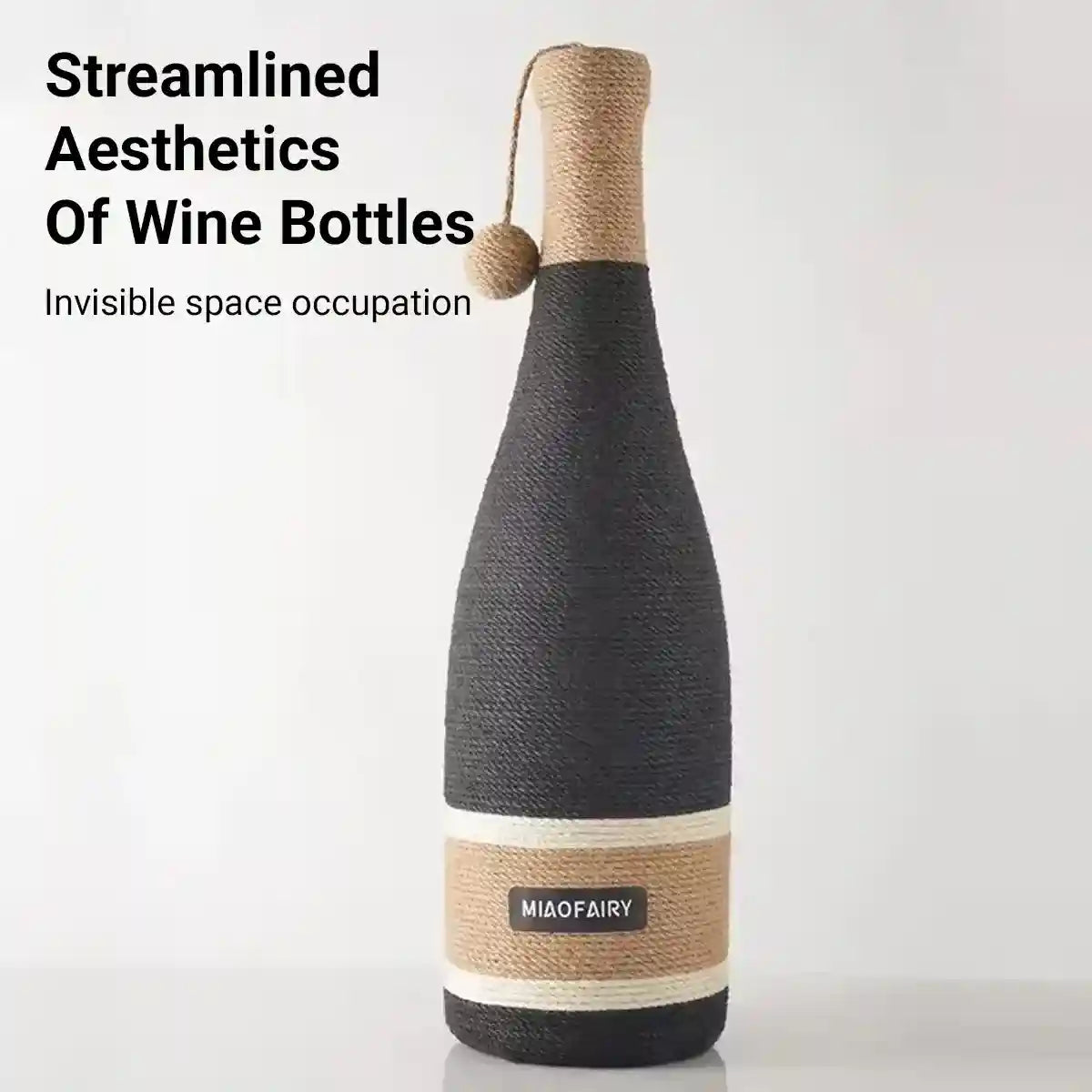 Wine Bottle Shaped Cat Scratching Post Stylish Hemp Rope Toy