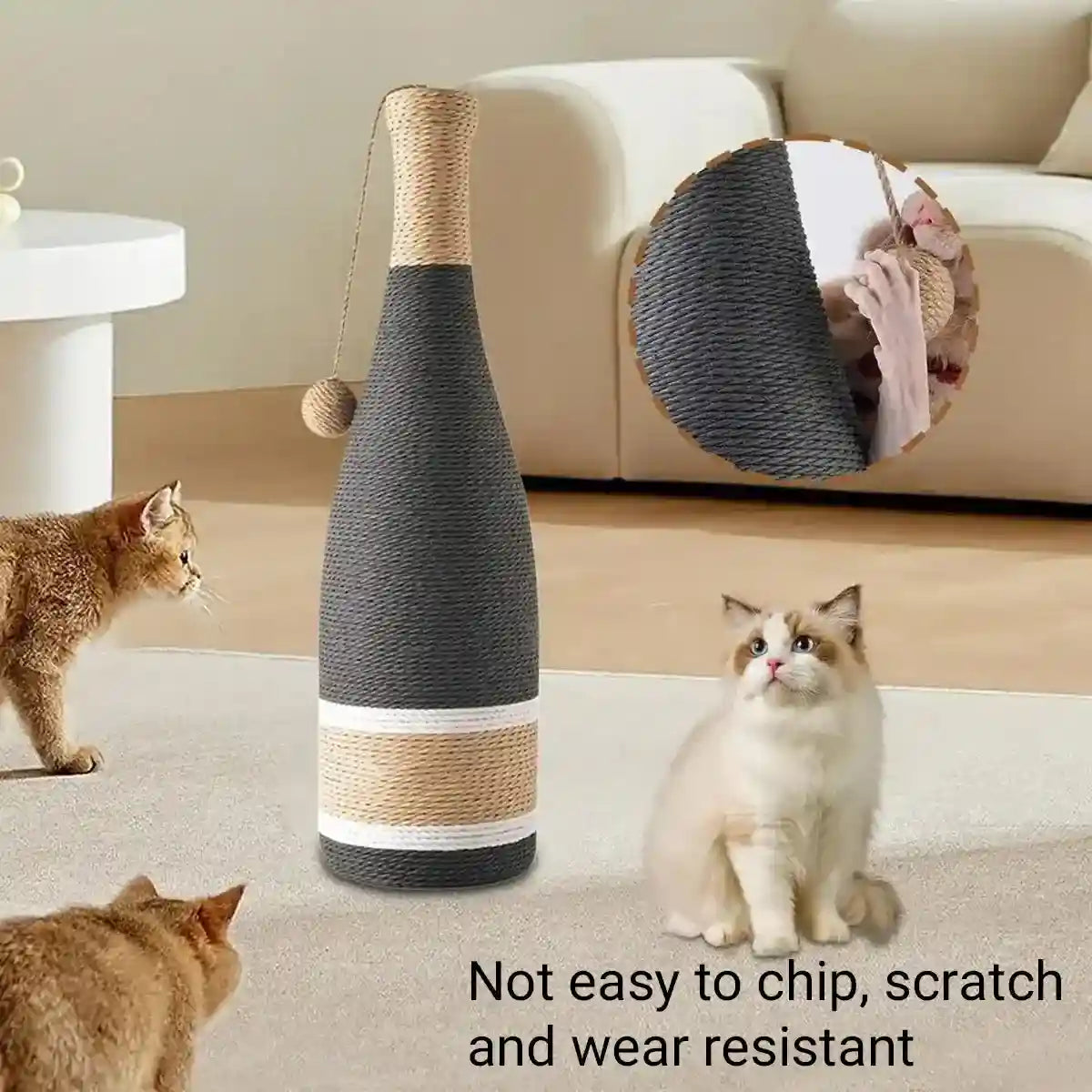 Wine Bottle Shaped Cat Scratching Post Stylish Hemp Rope Toy