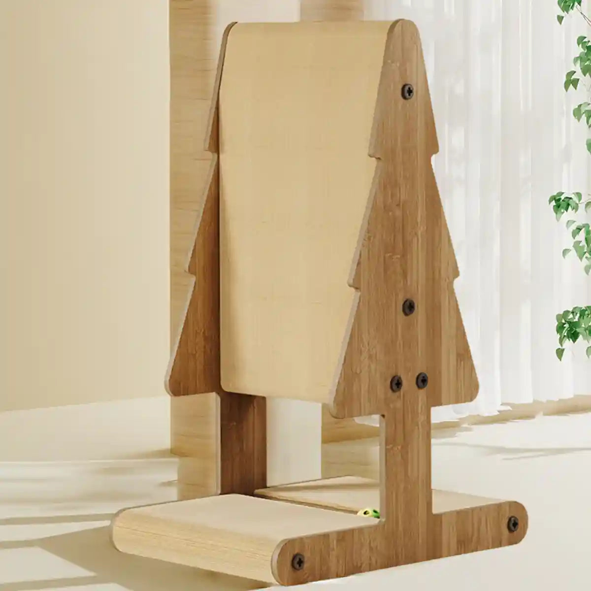 Tree Shaped Cat Scratching Board with Toy Ball Durable Cardboard Post