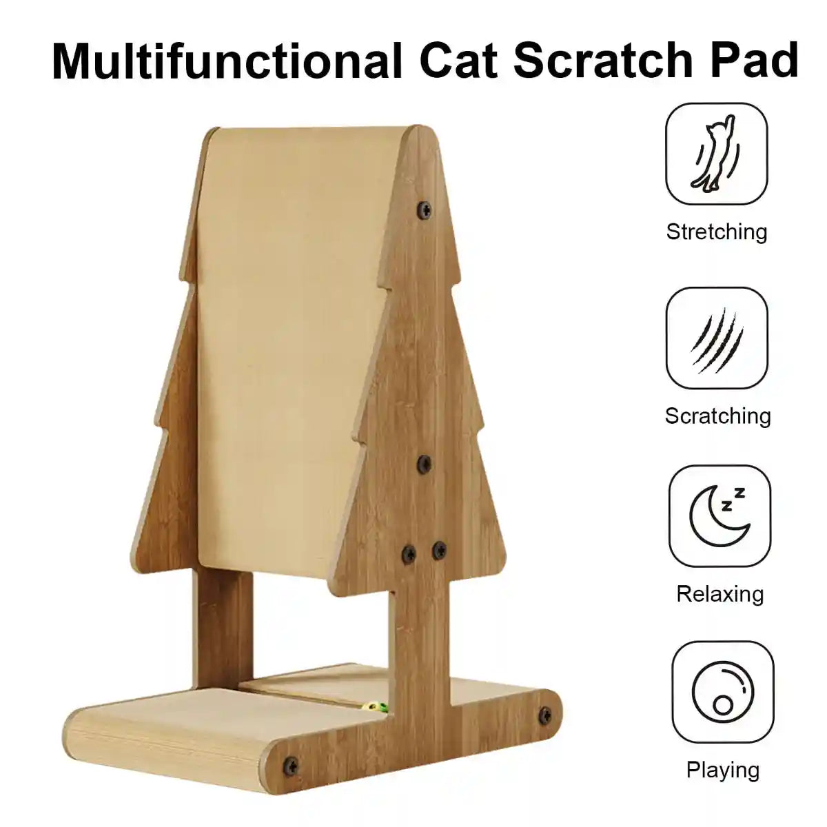 Tree Shaped Cat Scratching Board with Toy Ball Durable Cardboard Post