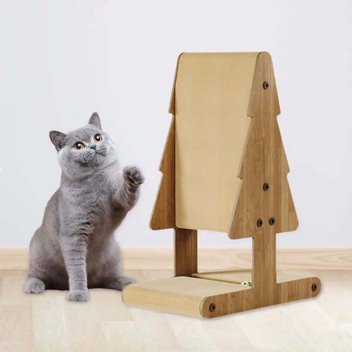 Tree Shaped Cat Scratching Board with Toy Ball Durable Cardboard Post