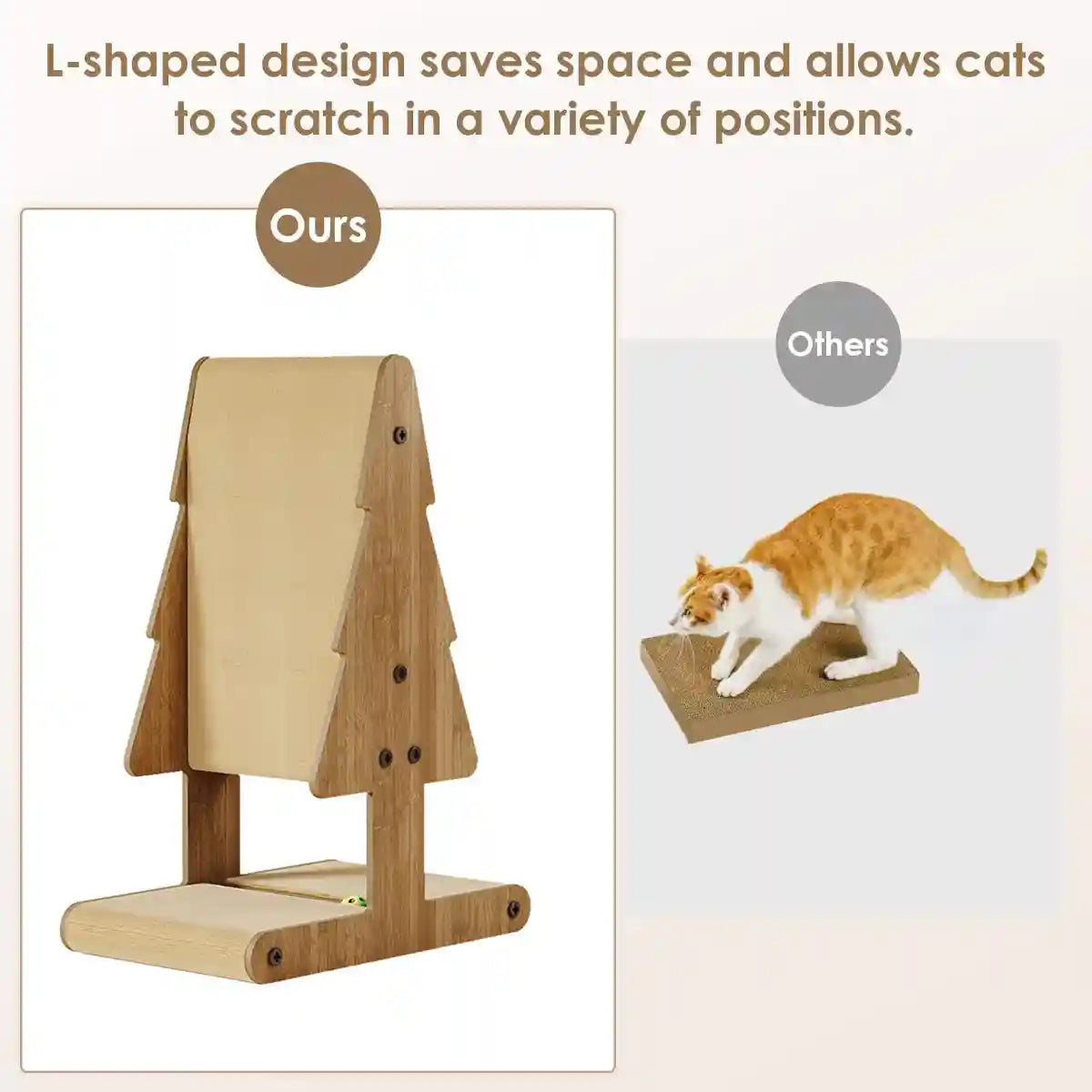 Tree Shaped Cat Scratching Board with Toy Ball Durable Cardboard Post