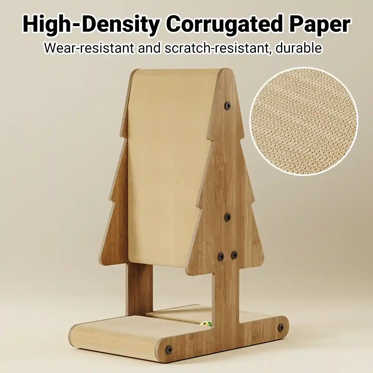 Tree Shaped Cat Scratching Board with Toy Ball Durable Cardboard Post