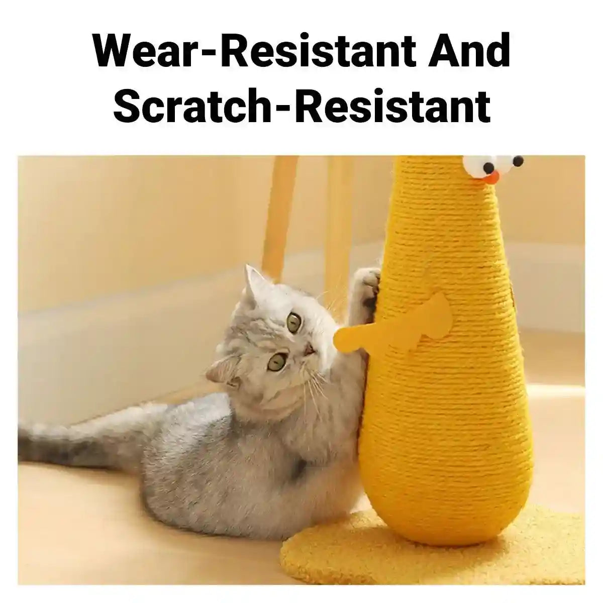 Compact Cat Scratch Post with Plush Ball and Velvet Base