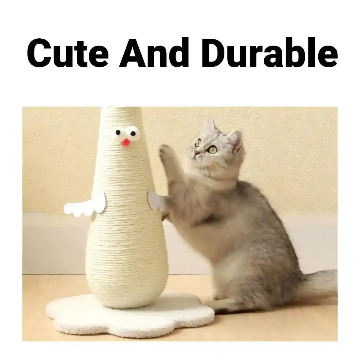 Compact Cat Scratch Post with Plush Ball and Velvet Base