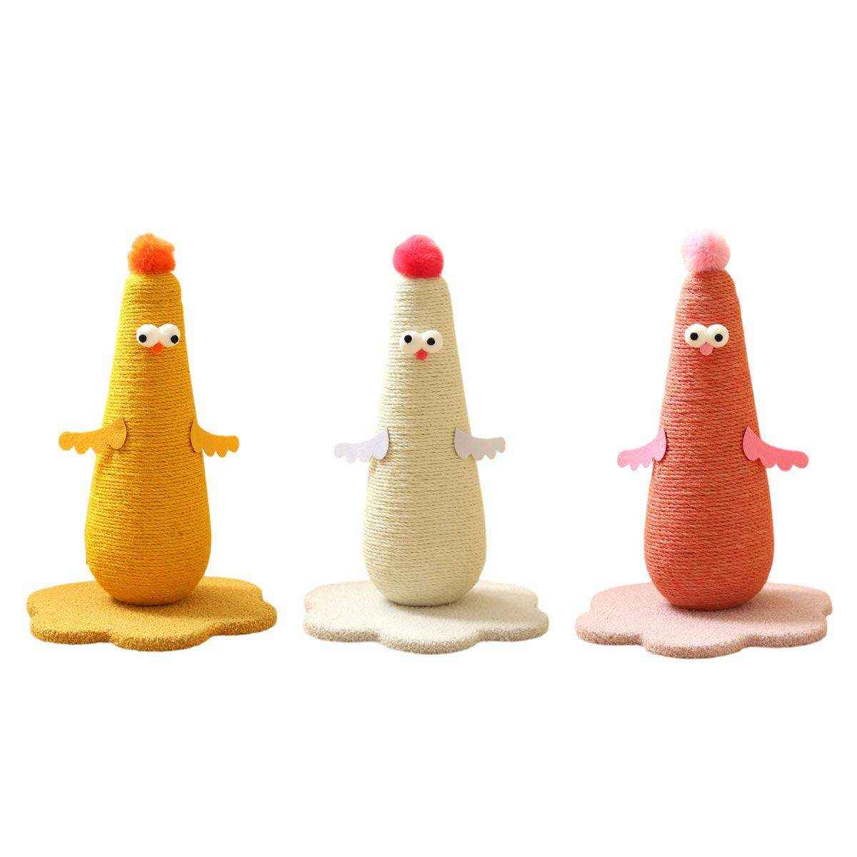 Compact Cat Scratch Post with Plush Ball and Velvet Base