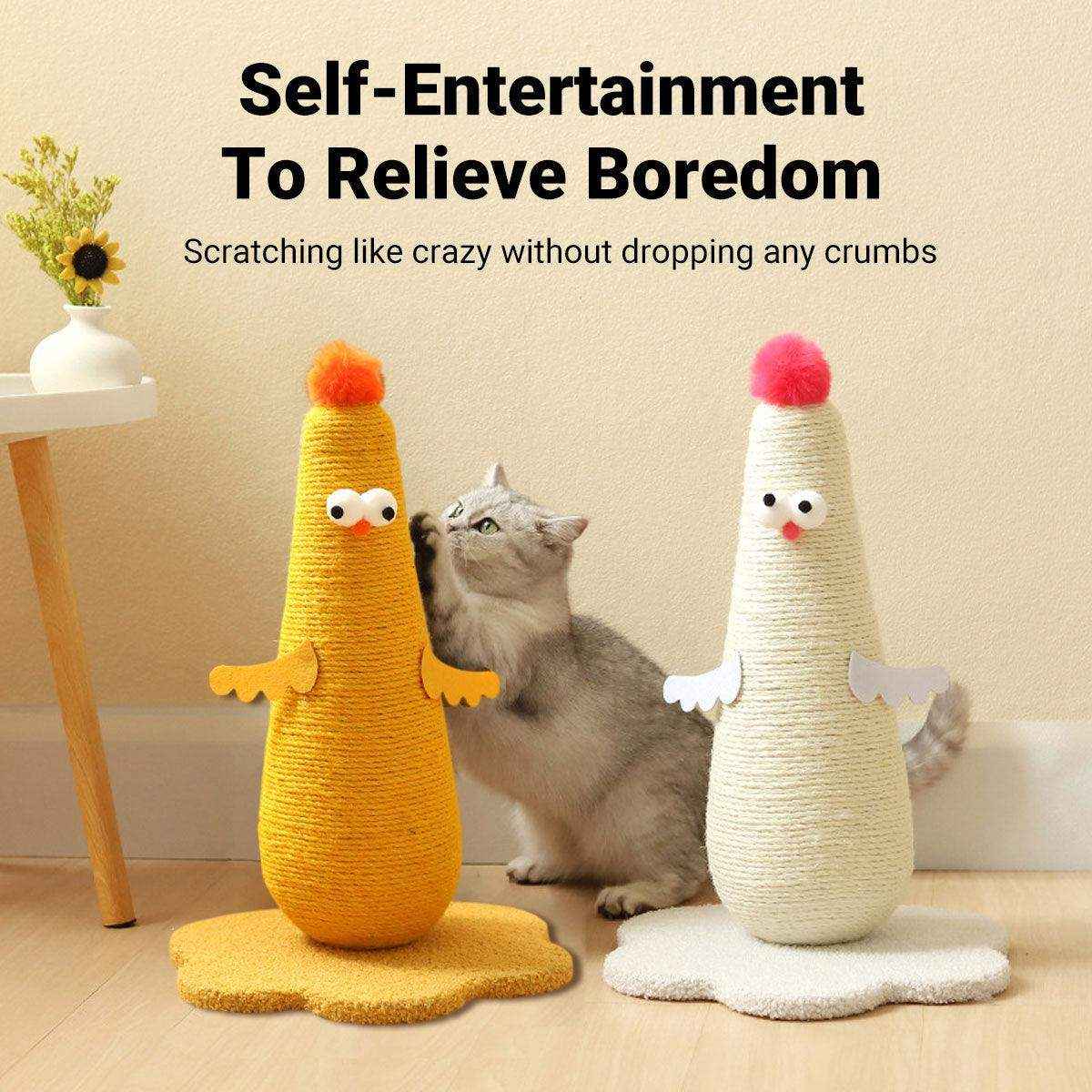 Compact Cat Scratch Post with Plush Ball and Velvet Base