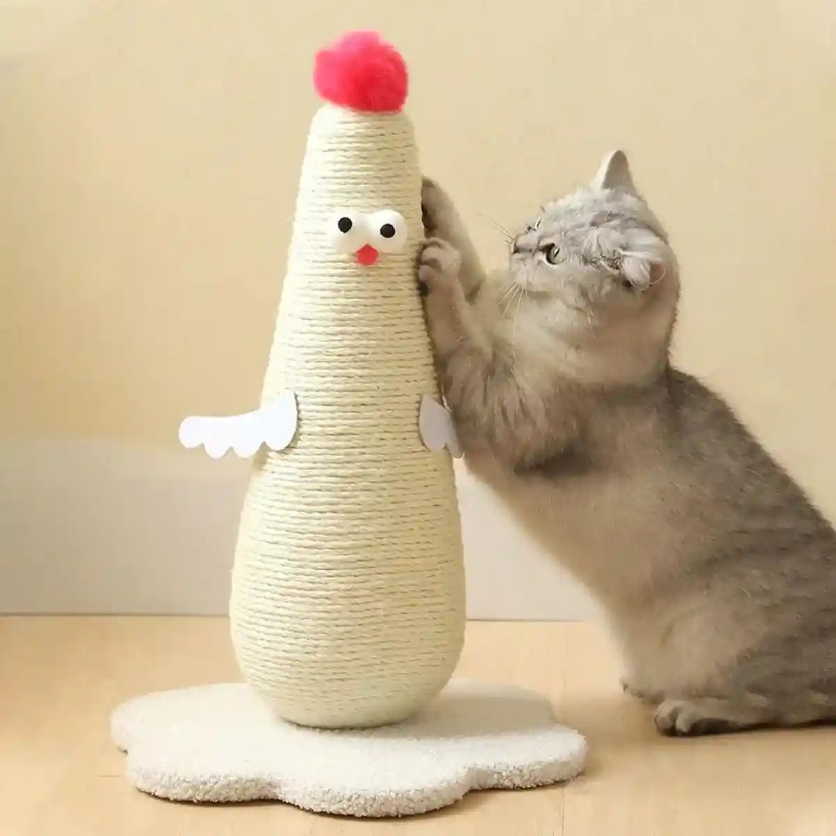 Compact Cat Scratch Post with Plush Ball and Velvet Base