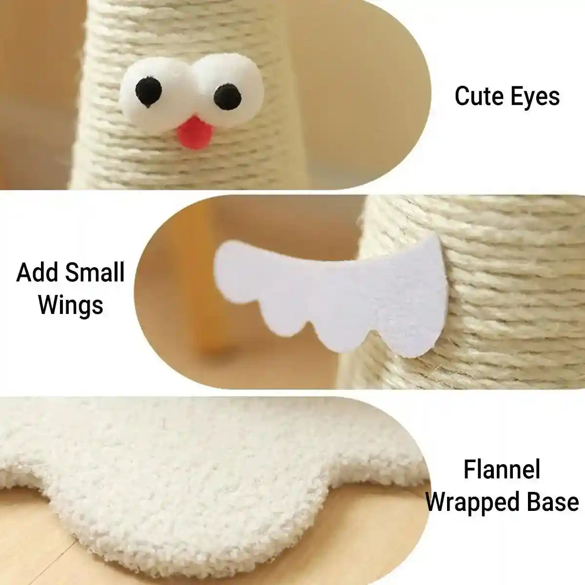 Compact Cat Scratch Post with Plush Ball and Velvet Base