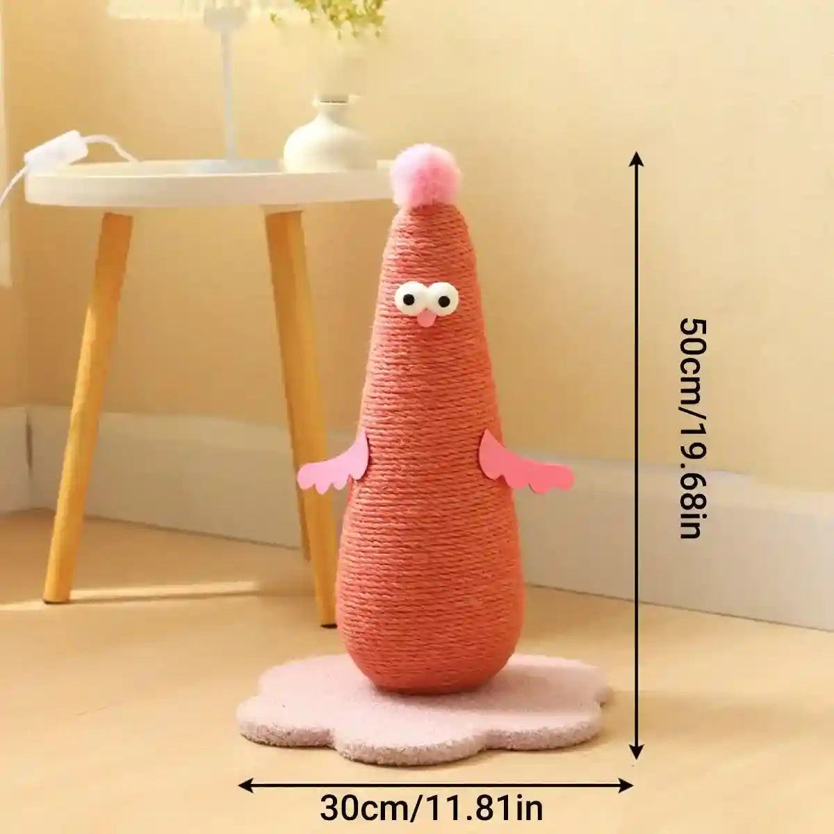 Compact Cat Scratch Post with Plush Ball and Velvet Base