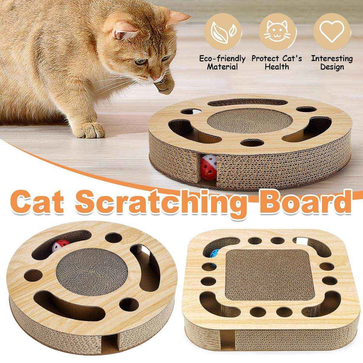 Interactive Cat Scratching Toy Claw Pad & Turntable Ball Track