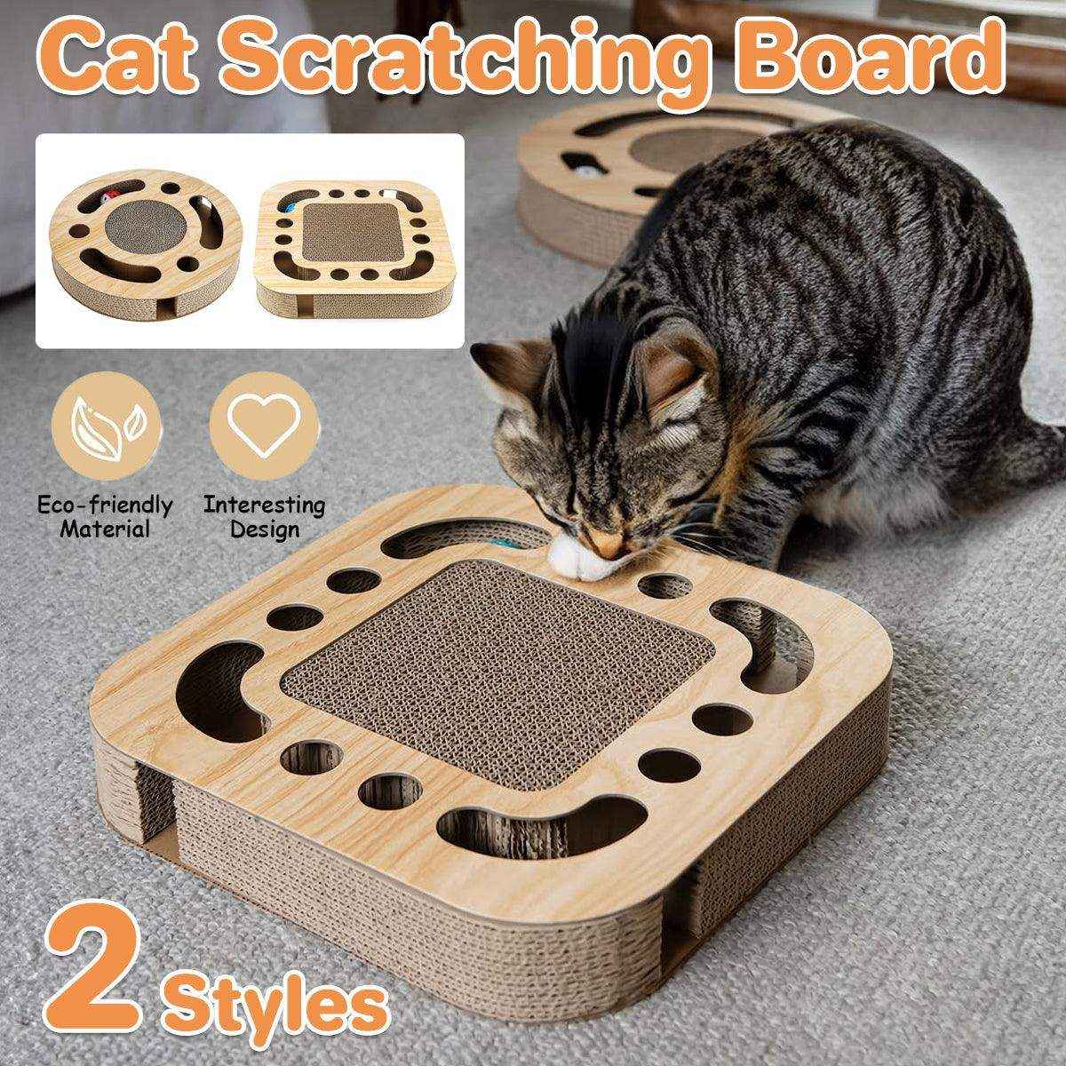 Interactive Cat Scratching Toy Claw Pad & Turntable Ball Track