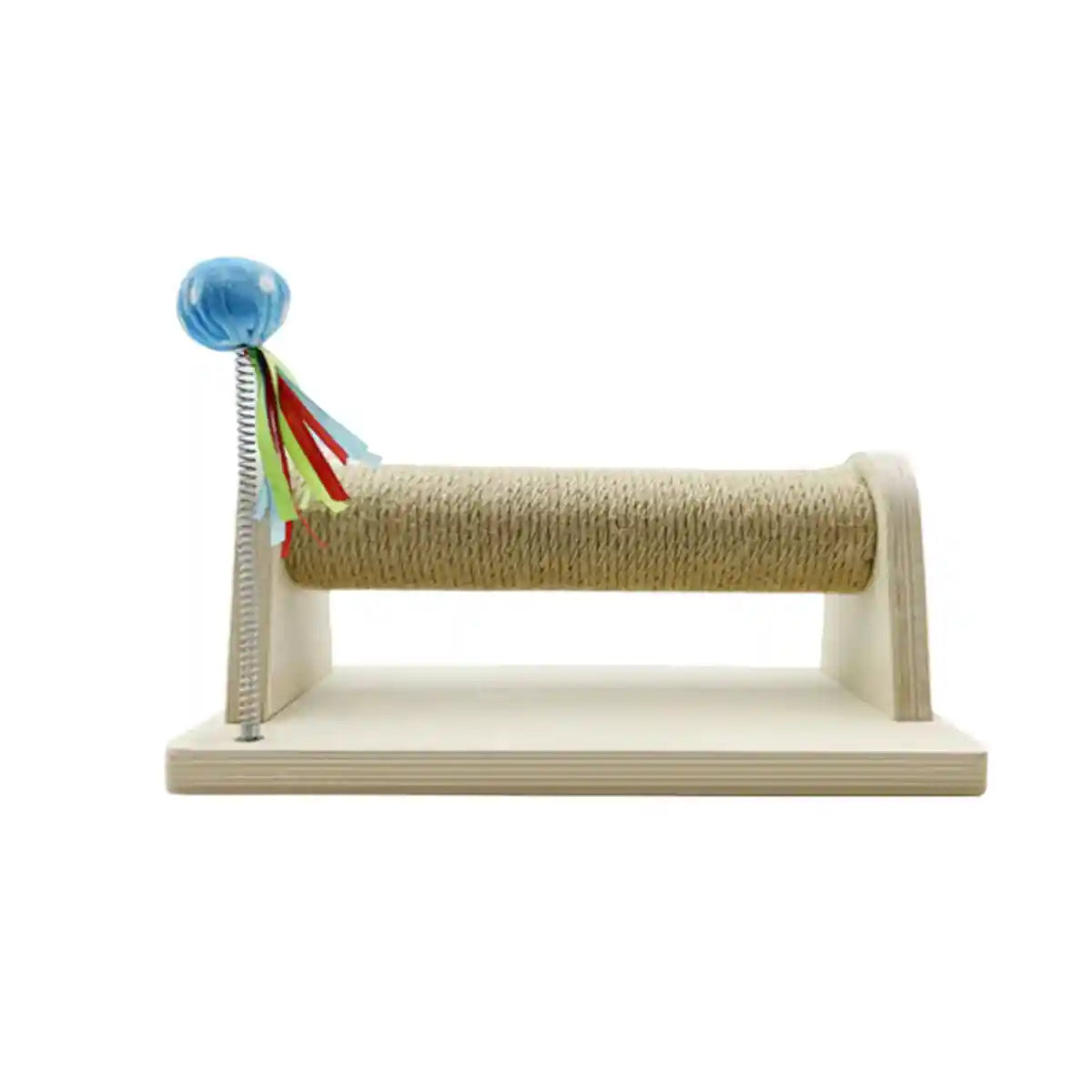 Compact Sisal Cat Scratching Post With Wooden Base and Toy Ball