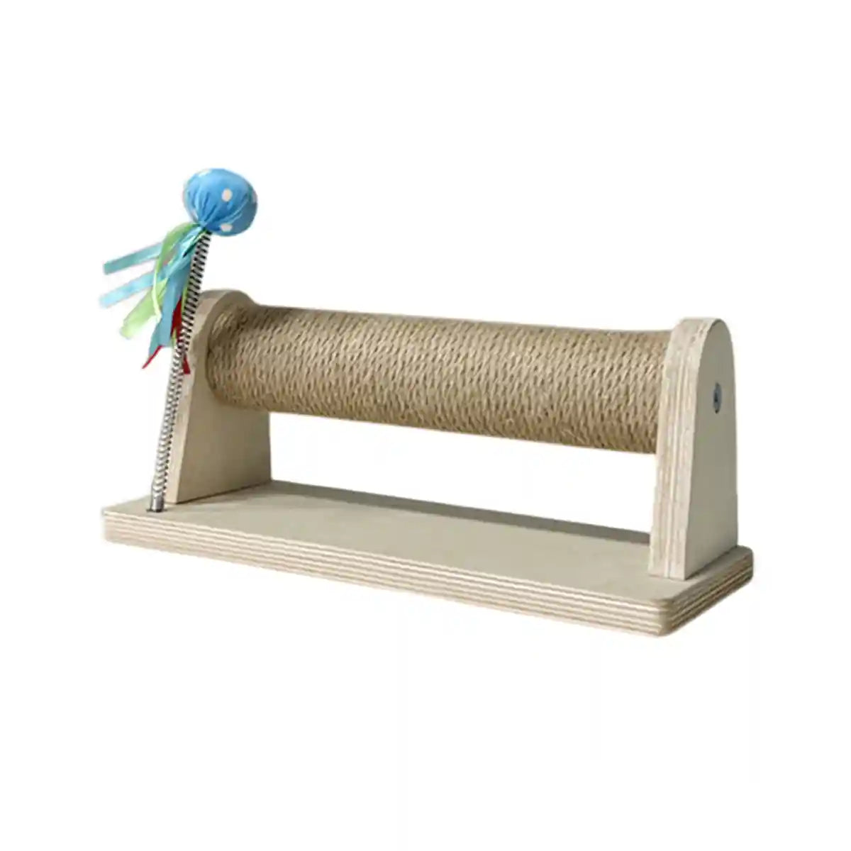 Compact Sisal Cat Scratching Post With Wooden Base and Toy Ball